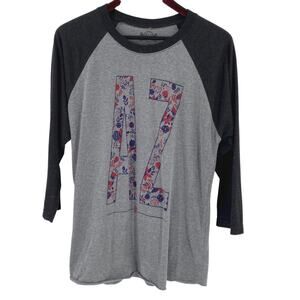 University of Arizona grey raglan sleeve baseball tee size large